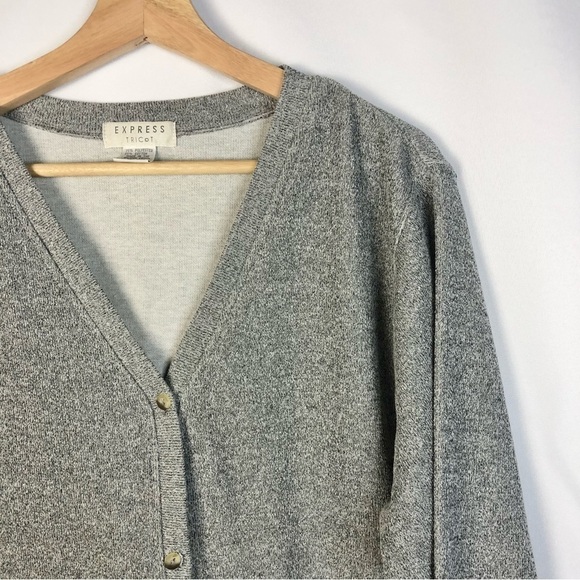 Express Y2K Medium Gray Button Down Cardigan Sweater M - Picture 3 of 4